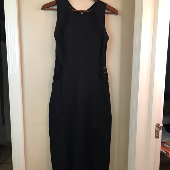 Floor-Length Black Dress with Lace Back - Picture 2 of 5